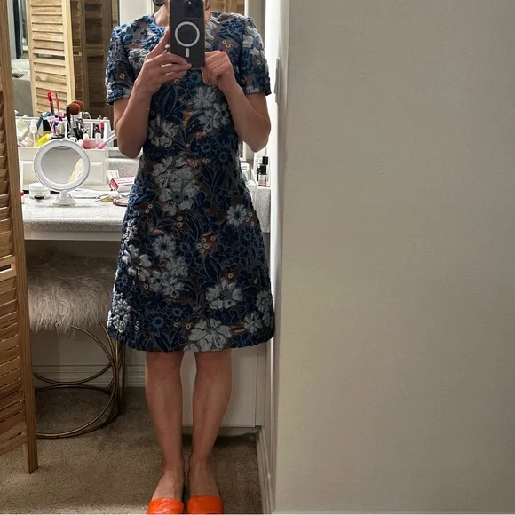 Burberry Prorsum Blue Metallic Short Sleeves Mini Dress size 4 - Picture 8 of 11